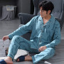 Letters Print Pajamas for Men 100% Cotton Pajama Sets Spring Autumn Casual Man Plus Size Sleepwear