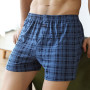 100% Cotton Plaid Men Comfortable Widen Waist Elastic Pajamas Sleep Shorts Button Placket PJ Pants