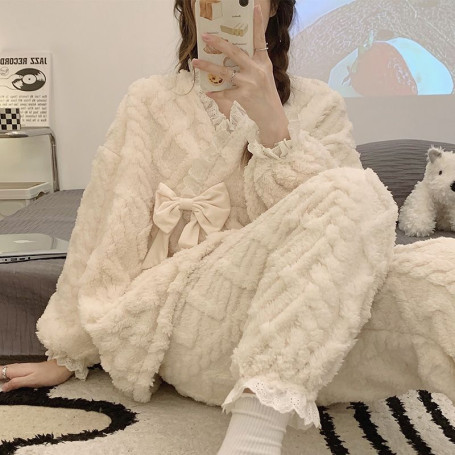 Women's Pajamas Funnel Sleepwear Clothes Two Piece Set Large Plus Size