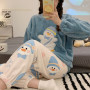 Cartoon Duck Print Pajama Sets Women Loungewear Nightwear Lounge Suits