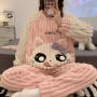 Flannel Women Long Pajama Sets Thick Coral Fleece Cute Girl Cartoon Sleepwear Fashion