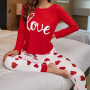 Women's Long Sleeve Pajamas Set Cute Love Print Lounge Wear Set