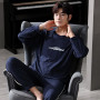 Male Long Sleeve Pajama Sets Casual Striped Lounge Comfortable Soft Sleepwear Plus Size