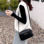 Simple Style Small Shoulder Bags For Women Solid Color Pu Leather Wide Strap Crossbody Bag