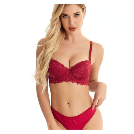 Sexy and comfortable fashion traditional type with steel ring bra anti-walking underwear set lingerie