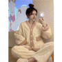 Fragrant wind facecloth pajamas set female plus velvet sweet coral fleece home wear can be worn outside