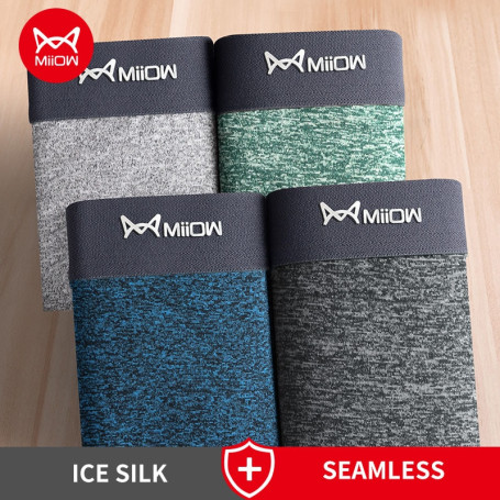 4Pcs Brand Retro Gay Sexy Men Underpants Ice Silk Boxers Shorts Breathable  Underwear