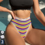 3PCS/Set Sexy Colorful Striped Cotton Lingerie For Women G-string Seamless Thongs Letter Underwear