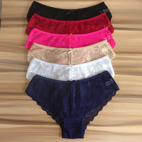 3 Pcs/lot Ladies Lace Panties Sexy Lingerie Low Waist Solid Briefs Big Size XXL Underwear Underpants Panty Intimates Soft