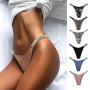 Diamond Panties Thong Fitness Exercise Ice Silk Low Waist High Fork Bikini Hip Lift Rhinestone T Pants Women's Underwear