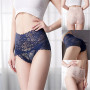 Women sexy lace flower High-waisted Abdomen panties Hip-lift Antibacterial Underwear Seamless