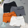 2 Pcs/Set Silk Seamless Underwear Women's Boxer Shorts Ladies Panties Safety Pants Solid Female Tangos High Waist Lingerie Panty
