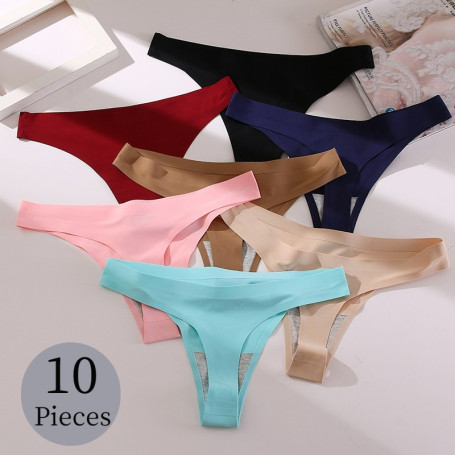Solid Female Thongs Silk Satin Women's Panties Sports Seamless Underwear Sexy Lingerie Girls Hot G-Strings