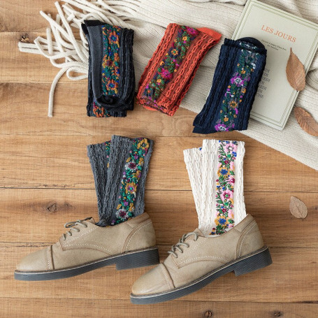2 Pairs/set Women Bohemian Socks Comfortable Cotton Sock Ladies Classic Style Long Sock Female Autumn Winter Socks Warm Sock New