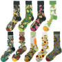 France Fresh Floral Art Funny Socks Transparent Abstract Design Lace Cute Socks Women