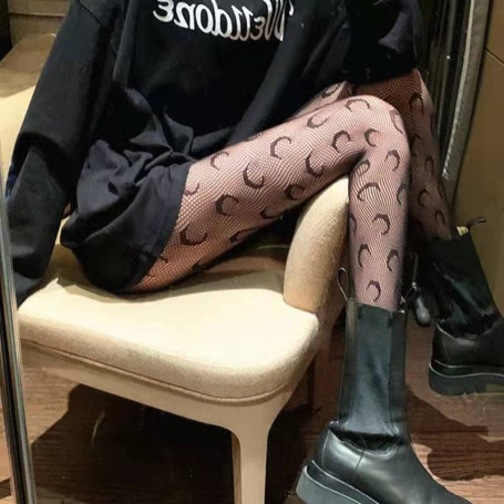 Thin Transparent Moon Pattern Fishnet Stockings Women Trendy Sexy Pantyhose