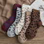 Spotted Leopard Print Women Socks Cotton Terry Tube Thickened Sock