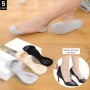 5 Pairs Super Invisible Women's Boat Socks Silicone Non-slip Shallow Mouth Thin Socks No Show for High Heels