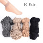 10 Pair/lot Skin Color Dot Transparent Thin Women Crystal Silk Socks Nylon Fashion Ladies Short Ankle Silk Socks