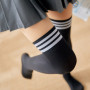Sexy Black White Striped Long Socks Women Over Knee Thigh High Stockings Socks