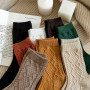 Cashmere Wool Woman Socks Solid Japanese Style Harajuku Retro Long Socks Thermal Vintage Streetwear Crew Sock