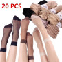 20pcs10 Pairs Short Skin Socks Women's Thin Crystal Transparent Girl Ankle Silk Smooth Non-slip Suitable Socks