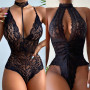 Sexy Lingerie For Woman Lace Transparent One-piece Underwear Set Erotic Nightgown Deep V Dress Mesh Tights