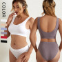 New Sexy Lingerie Women Wireless Underwear Seamless Tops Set Low-waist Panties Wire Free Bra Bralette
