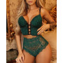 New 2PCS Erotic Sex Sets Women Sexy Lingerie Sleeveless Nightwear Outfits Solid Color Lace Top Bra Thong Halter