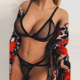 Women Sexy Lingerie Solid Mesh Underwear Transparent Bra Party Sets