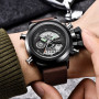 Men's Fashion Leather Band Luxury Watch Male Unique Designer Dual Time Watches