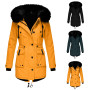 Padded Coats Women Cotton Wadded Jacket Medium Long Parkas Thick Warm Hooded  Outwear Overcoat