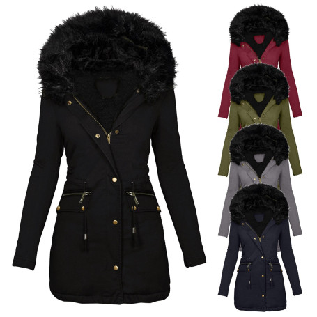 Women Slim Long Jacket Casual Thick Warm Mid-long Hooded Parkas Jackets Female Pockets Coats