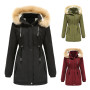 Women Military Coats Cotton Wadded Hooded Jacket Casual Parka Thickness Plus Size Outwear