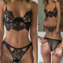 Women's Sexy Lace Underwear Set Ladies Hollow Out Lingerie See-through Brassiere Panties