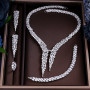 Luxury Sparking Brilliant Cubic Zircon Drop Earring Necklace Heavy Dinner Jewelry Sst Wedding Bridal jewelry sets