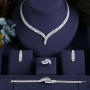 4pcs Bridal  Jewelry Sets For Women Party, Luxury Dubai Nigeria CZ Crystal Wedding Jewelry Sets