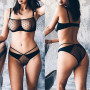 Women Sexy Underwear Set Breathable Bralette With Sexi Underpants Polka Dot Sheer Mesh Lingerie Set Bra + Brief Sets G-string