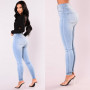 Sexy Jeans Women Denim Skinny Pants High Waist Stretch Push Up Leggings Slim Pockets Button Pencil