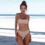 Women Bikinis Solid Push up Padded Bra Straps High Waist Swimsuit Beach Swimwear