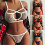 Women Lace Bra Briefs Set Sexy Wire Free Lingerie Hollow Out G-String Transparent Seamless Intimate Underwear Set