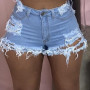 Fashion Sexy High Waist Ladies Denim Shorts Women's Ripped Hollow Out Hole Streetwear Plus Size Shorts Jeans