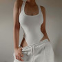 Strap Solid Bodycon Sexy Body Casual Bodysuit Women Tops Sleeveless Rib Knitted Jumpsuit Slim