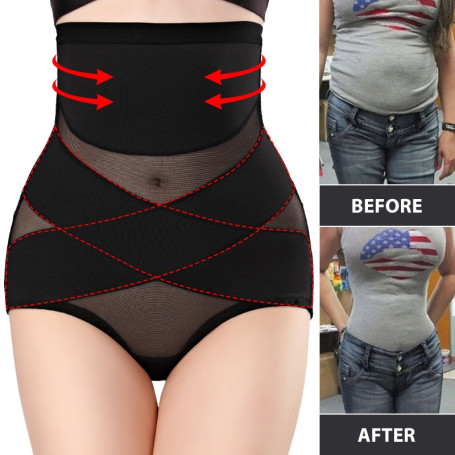 Sexy Cross Lace Body Shaper High Waist Panties Women Underwear Girdle Belly Tummy Control Trainer Shapewear Plus Size Lingerie