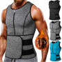 Men's Shapers Sweat Vest Waist Trainer Adjustable Workout Body Shaper with Double Zipper for Sauna Suit