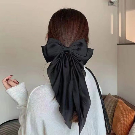 Bow Ribbon Hair Clip Fashion Simple Solid Satin Hair Pin Elegant Retro Headband Clips Girls Hair Accessories