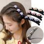 Sparkling Crystal Butterfly Braided Hair Clips Four-Leaf Clover Chopped Hairpin Duckbill Claw With 3 Small Hair Barrettes