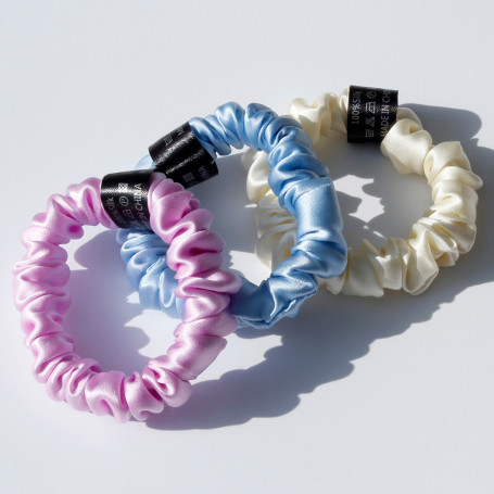 100% Pure Mulberry Silk Hair Ties Rubber Bands for Women Girls Small Scrunchies Elastic Ponytail Holder No Damage 16 Momme 1.5CM