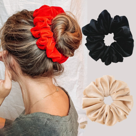 Women Super Oversized Velvet Hair Band Solid Scrunchies Soft Flannel Elastic Large Hair Ties Ponytail