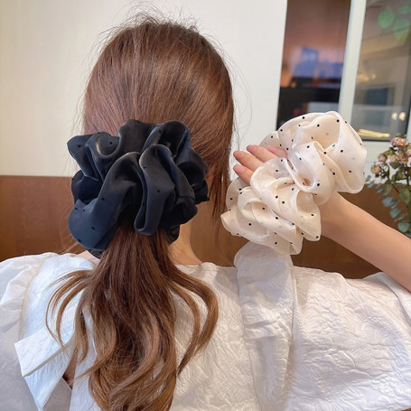 Oversized Scrunchie Organza Dot Hair Scrunchies Women Elastic Hair Bands Headwear Chiffon Ponytail
